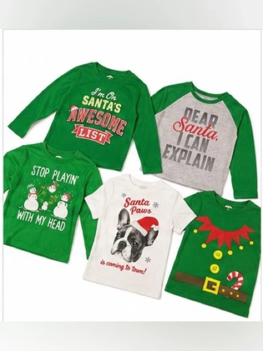 Kids Christmas Shirt Bundle 5PC Size 4/5 Small Holiday Graphic Tops Festive